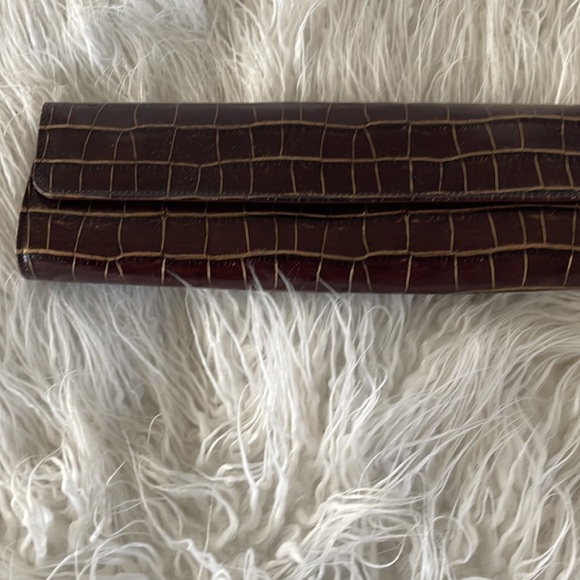 Abas Brown/Gold Alligator Leather Cylinder Clutch